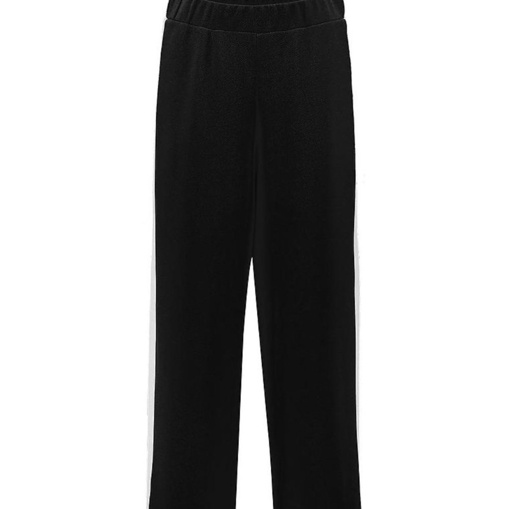 Boohoo Contrast Panel Wide Leg Relaxed Trousers - US 4 - Black/Ivory NWT